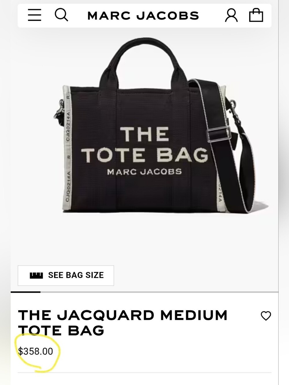 Marc Jacobs Unisex The Jacquard Medium Tote Bag Black & Cream - Picture 17 of 17